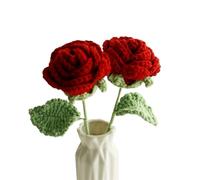 MRVAKDYDI Crochet Flower Bouquet,Flores de Punto, Handmade Crochet Artificial Flowers Multicolor 30cm Length 7cm Dia Pack of 2(Red)