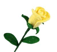 MRVAKDYDI Crochet Flower Bouquet,Flores de Punto, Handmade Knitted Wool Crochet Artificial Flower Rose Bouquet Home Decor Multicolor 5.5x40cm(Yellow)