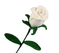 MRVAKDYDI Crochet Flower Bouquet,Flores de Punto, Handmade Knitted Wool Crochet Artificial Flower Rose Bouquet Home Decor Multicolor 5.5x40cm(White)