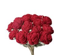 MRVAKDYDI Crochet Flower Bouquet,Flores de Punto, Handmade Red Rose Knitted Crochet Flower Bouquet 41cm Length 8cm Diameter