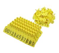 MRVAKDYDI Etiqueta plástica para Ganado, Plástico con Herramienta for Quitar Crotales y alicates for Crotales de Ganado(Yellow 4 * 5cm (1.57 * 1.96in),001-100)