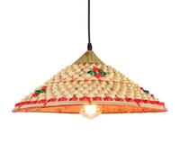 MRVAKDYDI Lámpara Colgante de bambú, Lámpara Colgante de bambú LED, lámpara de Techo de Cono Tejida a Mano for Cocina, Comedor, 42cm(B)