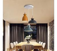 MRVAKDYDI Lámparas Colgantes Vintage, Lámpara Colgante de 3 Luces, Longitud Ajustable, de Hierro y Madera, for Isla de Cocina, Multicolor(B)