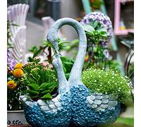 MRVAKDYDI Macetas Modernas, Creative Flower Planters Mother and Baby Swans, Succulent Flowerpot Ornaments with Petals