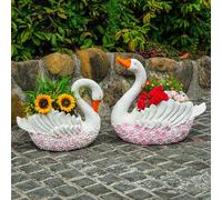 MRVAKDYDI Macetas Modernas, Large Plant Pot Swan Planter Garden Succulent Flower Pot,with Hole,Make Old Style Magnesium Oxide,Heavy Duty Plant Container(C)