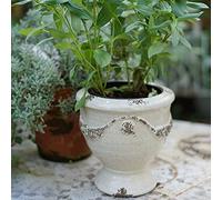 MRVAKDYDI Macetas Modernas, Succulent Planters Creative Rough Pottery Glaze Applique, Cup Flower Pots Old Fashioned Plant Garden Pot(Beige,24cm)