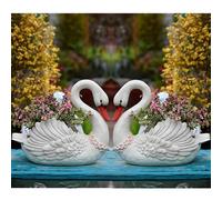 MRVAKDYDI Macetas Modernas, White Swan Planters Indoor Outdoor,Resin Succulent Flower Pot Large12.6 x10.6 Inch,Creative Animal Plant Pot Plant Container(B)
