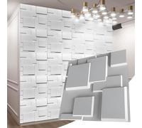 MRVAKDYDI Paneles Decorativos 3D para Paredes, 3D Decorative PVC Wall Panels 50x50cm White 5-30 Pcs Pack Living Room Bedroom Bathroom(10pcs)