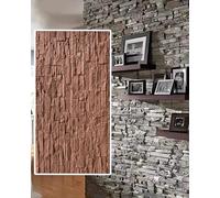 MRVAKDYDI Paneles Decorativos 3D para Paredes, 3D Faux Stone Panel 7Colors 2x3.9ft WaterproofDurable IndoorOutdoor PatioBathroomLobbyHotel(Orange,2pcs)