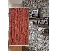 MRVAKDYDI Paneles Decorativos 3D para Paredes, 3D Faux Stone Panel 7Colors 2x3.9ft WaterproofDurable IndoorOutdoor PatioBathroomLobbyHotel(Red,2pcs)