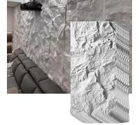 MRVAKDYDI Paneles Decorativos 3D para Paredes, 3D Stone Wall Art Panels PU Waterproof Fire Retardant Multicolor 0.6x1.2m Indoor Outdoor(White,8pcs)