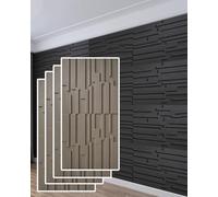 MRVAKDYDI Paneles Decorativos 3D para Paredes, Slat Design 3D Wall Panels for Interior Decor, Wood, Multicolor, 0.6x1.2m, 2/4/6pcs(Dark Gray,4pcs)