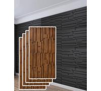 MRVAKDYDI Paneles Decorativos 3D para Paredes, Slat Design 3D Wall Panels for Interior Decor, Wood, Multicolor, 0.6x1.2m, 2/4/6pcs(Brown,4pcs)