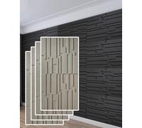 MRVAKDYDI Paneles Decorativos 3D para Paredes, Slat Design 3D Wall Panels for Interior Decor, Wood, Multicolor, 0.6x1.2m, 2/4/6pcs(Light Gray,4pcs)