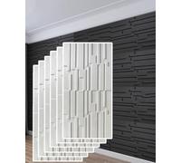 MRVAKDYDI Paneles Decorativos 3D para Paredes, Slat Design 3D Wall Panels for Interior Decor, Wood, Multicolor, 0.6x1.2m, 2/4/6pcs(White,6pcs)
