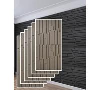 MRVAKDYDI Paneles Decorativos 3D para Paredes, Slat Design 3D Wall Panels for Interior Decor, Wood, Multicolor, 0.6x1.2m, 2/4/6pcs(Dark Gray,6pcs)