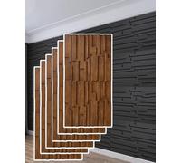 MRVAKDYDI Paneles Decorativos 3D para Paredes, Slat Design 3D Wall Panels for Interior Decor, Wood, Multicolor, 0.6x1.2m, 2/4/6pcs(Brown,6pcs)