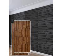 MRVAKDYDI Paneles Decorativos 3D para Paredes, Slat Design 3D Wall Panels for Interior Decor, Wood, Multicolor, 0.6x1.2m, 2/4/6pcs(Brown,2pcs)