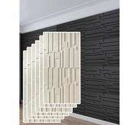 MRVAKDYDI Paneles Decorativos 3D para Paredes, Slat Design 3D Wall Panels for Interior Decor, Wood, Multicolor, 0.6x1.2m, 2/4/6pcs(Beige,6pcs)