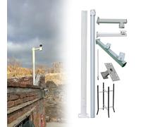 MRVAKDYDI Soporte para cámara de Seguridad, Galvanized Steel Surveillance Pole with Brackets and Ground Cage, White, 8.2-19.6ft(H 350cm/11.4ft(2 Sections))