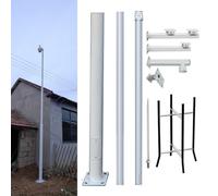 MRVAKDYDI Soporte para cámara de Seguridad, Universal Galvanized Steel Surveillance Camera Pole White 2.5-6m with Lightning Rod(Tall 14.8ft/4.5m)