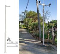 MRVAKDYDI Soporte para cámara de Seguridad, Vertical Surveillance Pole with Brackets Galvanized Steel White Multi Sizes Outdoor CCTV(H 250cm/8.2ft(2 Sections))