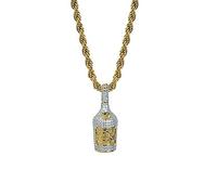 MRXFN Collar Personalidad, Colgante de Whisky de Hip Hop, circonita con Incrustaciones de Cobre + Accesorios Colgantes de Oro de 18 Quilates/Platino