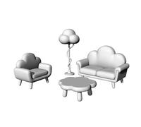 MRY-SFW Juego de sala de estar de cuento de hadas sin pintar con impresión 3D 1/64, accesorios de diorama en miniatura