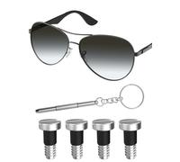 Mryok 2 pares de tornillos de repuesto para gafas de sol Ray-Ban RB8313 / RB3483 / RB3364 / RB3549 / RB3569 - Opciones, Plateado plano ranurado, Talla única