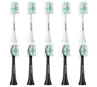 MRYUESG Cabezales de repuesto compatibles con Philips Sonicare, paquete de 10, 5 blancos + 5 negros, cabezal de cepillo de dientes eléctrico MRYUESG para Phillips