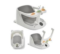 MS BabyWorld Asiento infantil de Ducha para Bebe Antideslizante para niños con TEMPERATURA de 6 a 24 meses, Silla para Bañera o Ducha con Barra para una facil colocacion del bebe (Verde) (Gris)