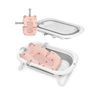 Ms Babyworld - Bañera Flexible Plegable Bebé hasta 24 meses, Cojín Asiento Reductor para Recien Nacido, con Patas Antideslizante e Ideal para Viaje - Compacta