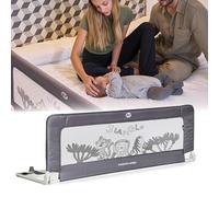 Ms - Barandilla de Seguridad para niños portátil, Barrera de Cama de Viaje, Plegable y portátil, fijación Segura, 150 Cm, con serigrafía - Gris.