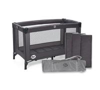 ms BabyWorld - Basic - Cuna de Viaje para niños | 120x60 cm | Desde 0+ Meses hasta 15 kg | Colchón y Bolsa Transporte Incluidos | Plegado y Montaje Fácil | Estructura Ligera y Estable (Negro)