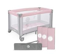 ms BabyWorld - Basic - Cuna de Viaje para niños | 120x60 cm | Desde 0+ Meses hasta 15 kg | Colchón y Bolsa Transporte Incluidos | Plegado y Montaje Fácil | Estructura Ligera y Estable (Rosa)