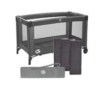 ms BabyWorld - Basic - Cuna de Viaje para niños | 120x60 cm | Desde 0+ Meses hasta 15 kg | Colchón y Bolsa Transporte Incluidos | Plegado y Montaje Fácil | Estructura Ligera y Estable (Negro)