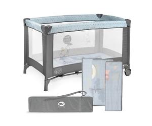 ms BabyWorld - Basic - Cuna de Viaje para niños | 120x60 cm | Desde 0+ Meses hasta 15 kg | Colchón y Bolsa Transporte Incluidos | Plegado y Montaje Fácil | Estructura Ligera y Estable