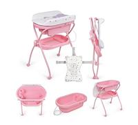 MS BabyWorld - BUBBLE + COJÍN REDUCTOR - Bañera Ergonómica para Bebé con Patas | Cambiador Impermeable Acolchado | Cierre Compacto | Organizador | 4 Ruedas con Frenos