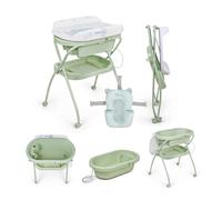 MS BabyWorld - BUBBLE + COJÍN REDUCTOR - Bañera Ergonómica para Bebé con Patas | Cambiador Impermeable Acolchado | Cierre Compacto | Organizador | 4 Ruedas con Frenos