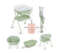 MS BabyWorld - BUBBLE + COJÍN REDUCTOR - Bañera Ergonómica para Bebé con Patas | Cambiador Impermeable Acolchado | Cierre Compacto | Organizador | 4 Ruedas con Frenos