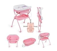 MS BabyWorld - BUBBLE + COJÍN REDUCTOR - Bañera Ergonómica para Bebé con Patas | Cambiador Impermeable Acolchado | Cierre Compacto | Organizador | 4 Ruedas con Frenos