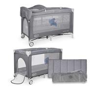 ms Cuna De Viaje con Dos Alturas, hasta 15 kg, Altura recién Nacido, con Apertura Lateral, Ruedas, colchón, Cambiador Bebe, Bolsa de Transporte, Plegable y Regulable