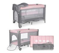 ms Cuna De Viaje con Dos Alturas, hasta 15 kg, Altura recién Nacido, con Apertura Lateral, Ruedas, colchón, Cambiador Bebe, Bolsa de Transporte, Plegable y Regulable