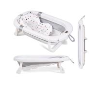 Ms Babyworld - FLEX + TERMÓMETRO + COJÍN - Bañera Flexible Plegable | Hasta 24 meses | Termómetro | Cojín Asiento Reductor para Recien Nacido | Patas Antideslizante | Indicador de Temperatura