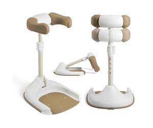 Ms BabyWorld - Soporte de baño y ducha para bebé - base antideslizante, altura y anchura ajustable - Plegable - Torre Bañera Ajustable para Bebé - Ayuda la transición a la ducha de pie +6meses (Beige)