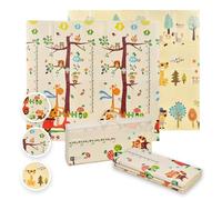 MS BabyWorld - Trendy - Alfombra de Juegos para Bebé 180x200 cm - Doble Cara, Tapete Muy acolchado (1cm Grosos), Plegable y con Bolsa de transporte
