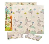 MS BabyWorld - Trendy - Alfombra de Juegos para Bebé 180x200 cm - Doble Cara, Tapete Muy acolchado (1cm Grosos), Plegable y con Bolsa de transporte