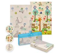 MS BabyWorld - Trendy - Alfombra de Juegos para Bebé 3 tamaños a elegir- Doble Cara, Tapete Muy acolchado (1cm Grosos), Plegable y con Bolsa de transporte (Selva/Elephant, 180 * 120)