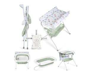 Ms BabyWorld ZOE - Bañera Bebe con Patas, Cambiador, Cojín Reductor y Cesta Portaobjetos - Comoda, Facil de Guardar, con Tapón y Patas Antideslizantes - Bañera Bebé Plegable y Portatil (Verde)