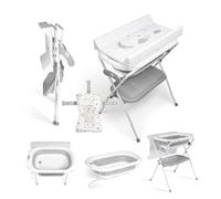 MS BabyWorld - ZOE + COJÍN - Bañera para Bebé con Patas | Cambiador y Cesta Portaobjetos | Tapón y Patas Antideslizantes | Plegable | Portátil y Fácil de Guardar